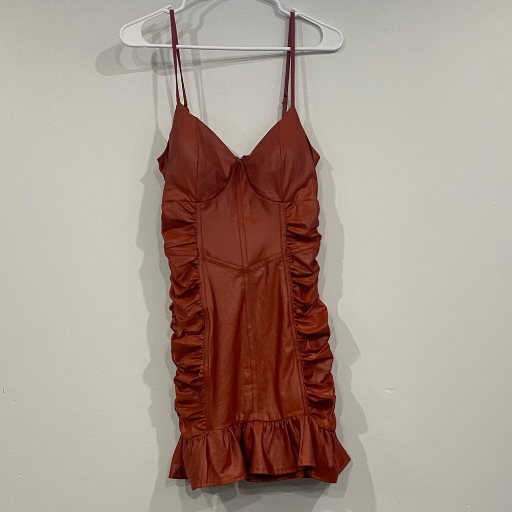 3/$10 NWT Fashion Nova Rust Ruffle Mini Dress size Large